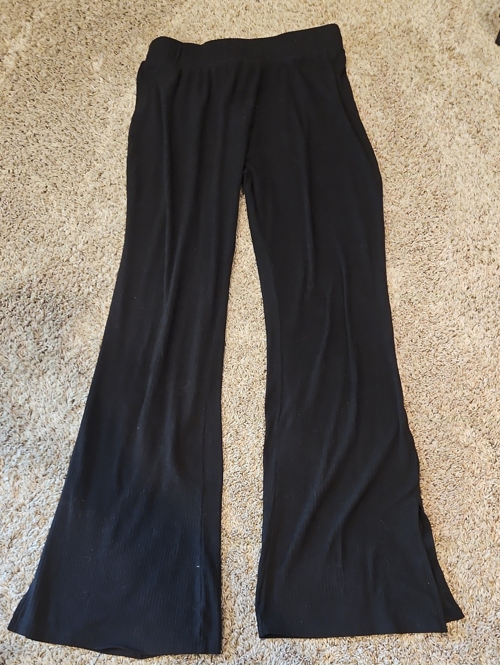 Kids Black Flared Sweatpants with Elastic Waist